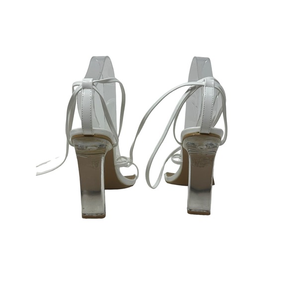 PrettyLittleThings White Clear Heel Lace Up Heels size 39 - Picture 6 of 9